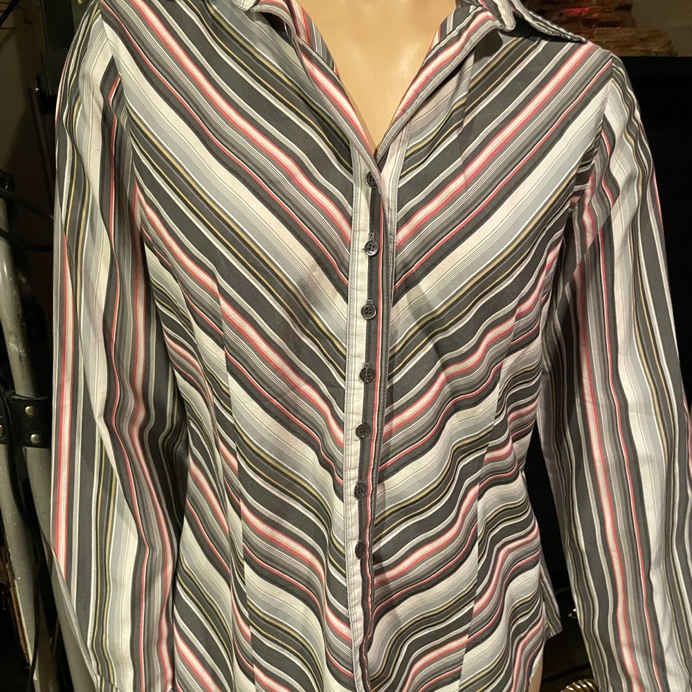 Striped Button-Up Women's Top